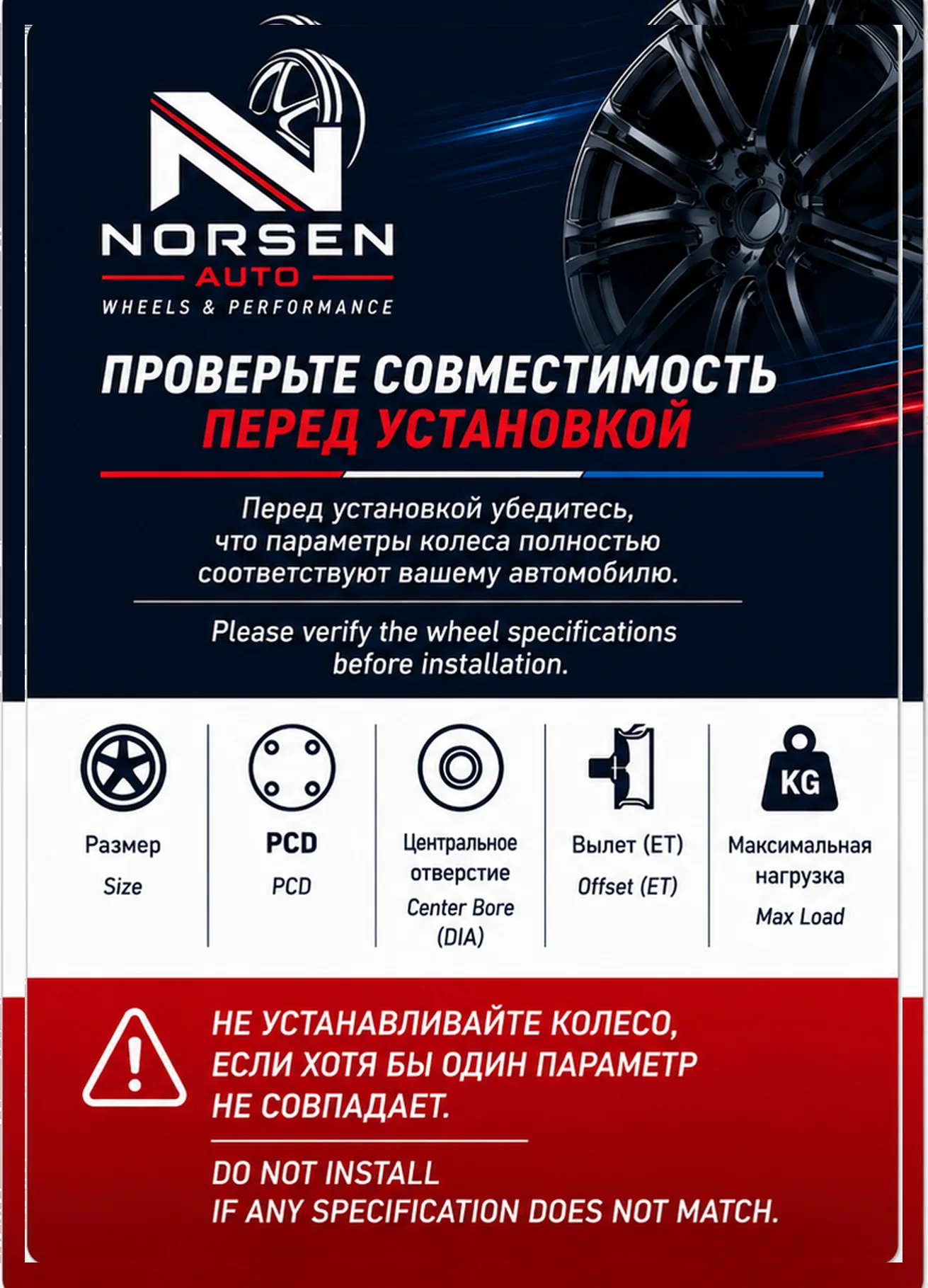 NORSEN AUTO install confirmation card
